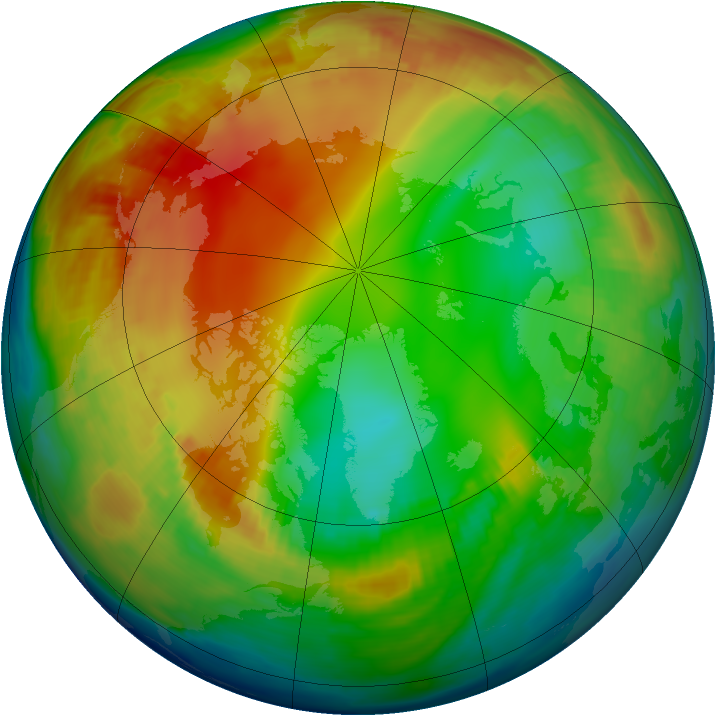 Arctic ozone map for 16 January 1998